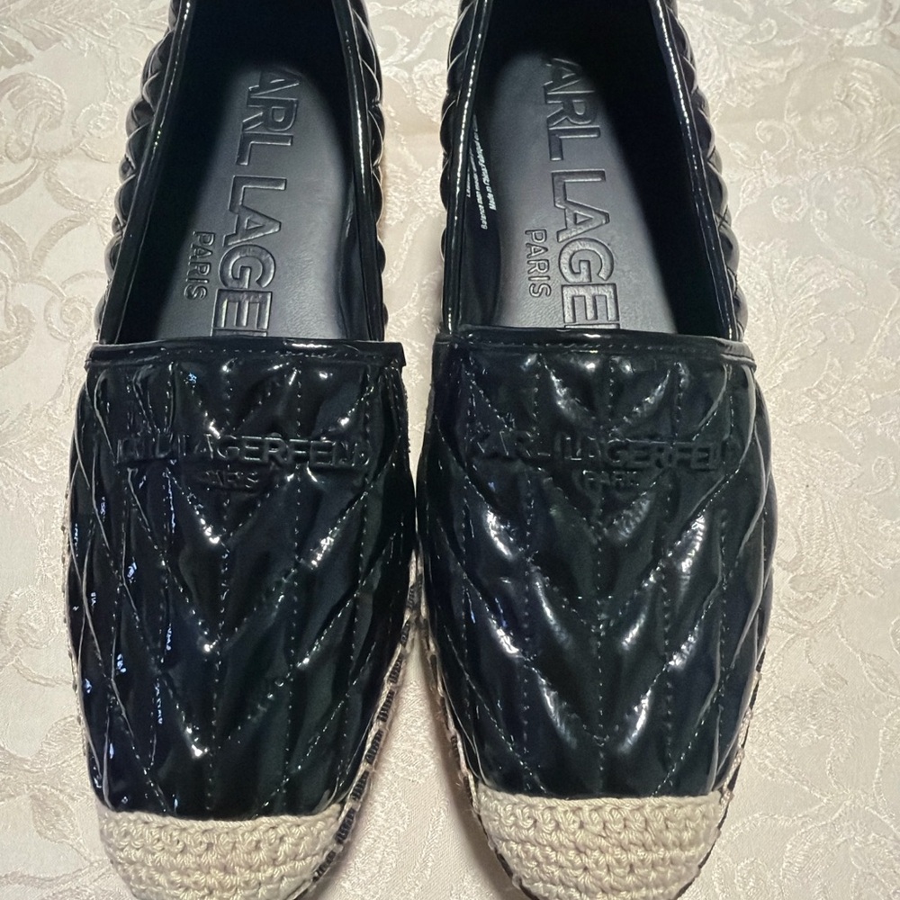 Karl Lagerfeld Black Espadrille Platform Shoes